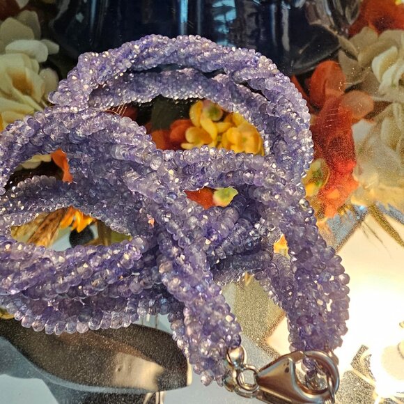 Multi-Strand Beaded Tanzanite Necklace with Sterling Silver Clasp, 18" - Picture 6 of 8